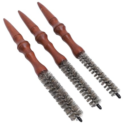 3 Pcs Mini Roller Rundborste, Rund Kam för Tunn Hår trä Handtag Hår Styling Spiral Kam Bärbar Mini Roller Quiff Borste för Blås Tork och Sökanden