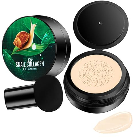 Snail Collagen CC Cream, Snail Collagen Foundation 02 CC Cream, Air Cushion CC Cream,CC Cream Redness, BB Concealer Oil Control Concealer Moisturizing Foundation Liquid Brightening (Ivory White, 15g)