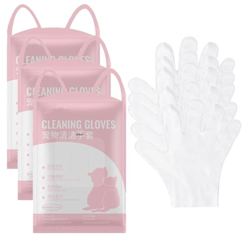 Hikaka Dog Cleaning Gloves, Pet Hair Remover Gloves, Cats Cleaning Gloves for Daily Care and Traveling, Pet Disposable Cleansing Wipes SPA Cleaning Gloves