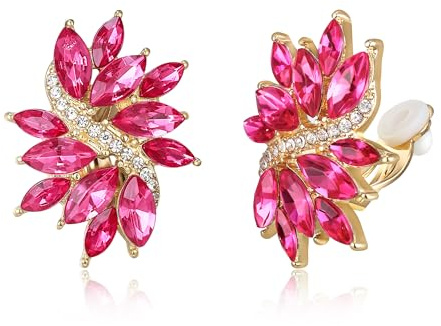 EVER FAITH Boucles d'oreilles Marquise CZ Fête Quotidien Floral Leaf, 2.7 cm, Cristal