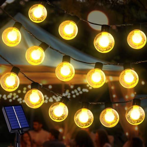 Solar Lichterkette Aussen, 10M 40LED Lichterkette Außen Solar Wetterfest, 8 Modi, IP65 Kristall Kugeln Wasserdicht, Lichterketten Glühbirnen Solarlichterkette für Outdoor Garten Balkon Party Hochzeit