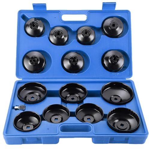 ATPEAM 15tlg Ölfilterschlüssel Set, Universal ÖlFilter Ölfilterkappen für Auto, KFZ und Motorrad