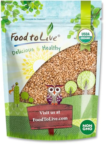 Food to Live Organic Toasted Hulled Sesame Seeds, 8 Ounces – Crunchy and Nutritious Snack, Oven Roasted, Unsalted, No Oil Added, Perfect for Cooking, Smoothies and Salads, No-GMO, Vegan, Kosher, Bulk