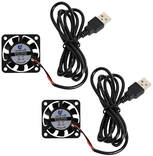 2 PCS Ventilateurs de Refroidissement PC USB 40x40x10mm 5V DC Ventilateur PC USB 5000 RPM Bruit 19,5 dBA Roulement à Huile pour Ordinateurs Portables, Routeurs, Imprimantes 3D