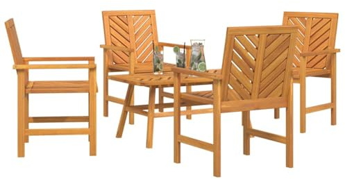 vidaXL Garten Lounge Set Braun Massivholz Akazie, Moderner rechteckiger Lounge-Set, robuster Gartenmöbel, wetterfeste Sitzmöbel, Terassen-Kollektion