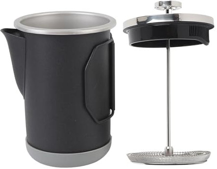Cafetera de prensa francesa portátil de acero inoxidable, prensada a mano, para camping y oficina, 1000 ml, acero inoxidable 304. (Negro)