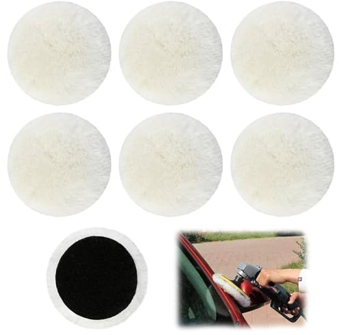 ZYEKIU 6 Stück Polierpad, Polierschwamm 125 mm Klett Wolle, Polieraufsatz Exzenterschleifer Selbstklebend, Polieraufsatz Multifunktional, für Polieren, Schleifen, Renovieren, Fleckenentfernung
