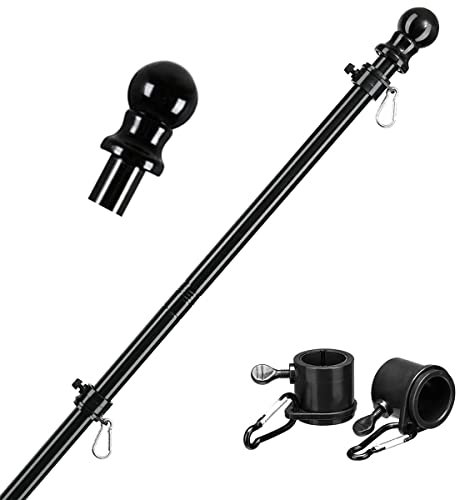 KEGAJEGA Mât de drapeau en acier inoxydable de 1,8 m avec anneaux réglables rotatifs à 360 ° pour balcon, jardins, terrasses, balcons, murs, toits