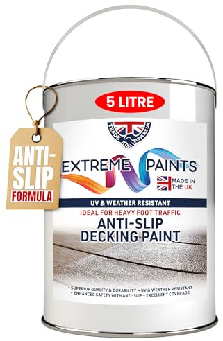 TRADE SUPPLIES UK - Extreme Anti-Slip Decking Paint – Long-Lasting Outdoor Wood Coating for Safety & Grip. Weather-Resistant, Non-Slip Protection for Decks, Patios & Walkways - 5L, Dark Blue