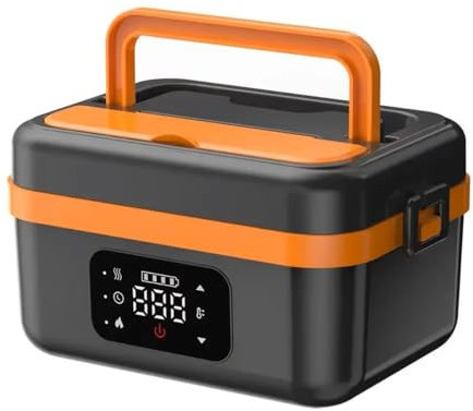 Lonchera eléctrica inalámbrica, calentador de alimentos portátil autocalentable con batería recargable, temporizador inteligente de capacidad de 1 litro, calefacción ajustable para adultos, perfecto