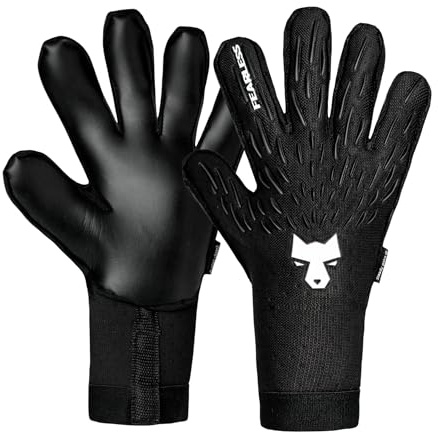 FEARLESS GOALKEEPERS Wolf Pro Onyx 2.0 Handschuhe - Atmungsaktive Torwarthandschuhe, Rutschfester Griff, Negativschnitt und Gefühl Zweiter Haut - Für Erwachsene & Kinder