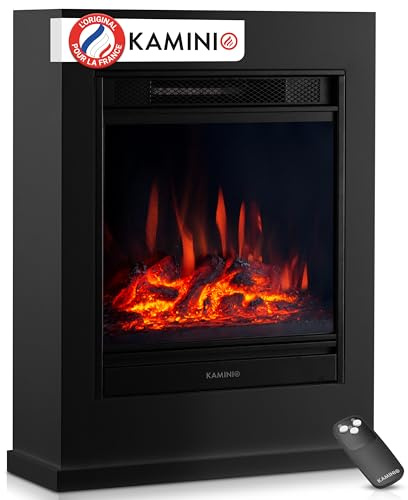 KAMINIO Cheminée électrique Kalle - Cheminée sur Pied avec Chauffage, Effet de Flamme 3D, télécommande (Noir)