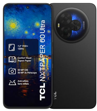 TCL NXTPAPER 60 Ultra 5G Android-Smartphone, 7,2 Zoll FHD+ 120 Hz NXTPAPER Display, 12 GB RAM + 256 GB ROM, Smartphone mit Augenschutz, papierähnliches Display, 5000-mAh-Akku, Nebula Black