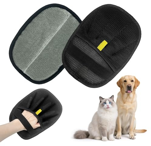 2 PCS Pet Hair Removal, Five-Finger Dog & Cat Grooming Gloves–Reusable Electrostatic Deshedding Gloves for Washing, Brushing, Shedding–Double-Sided Fur Remover for Furniture, Car Seats, Clothes