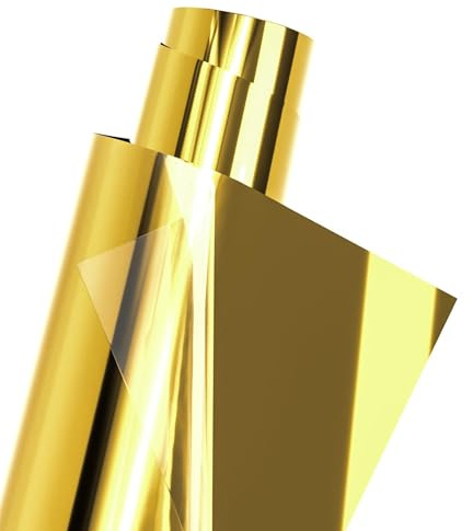 LIKCUT Metallisches Plotterfolie Textil Gold 30,5 cm x 182,9cm | Für alle Plottermaschinen, Ideal für DIY-Shirts, Turnbeutel & Namensschilder, Schimmernde Iron-on Bügelfolie