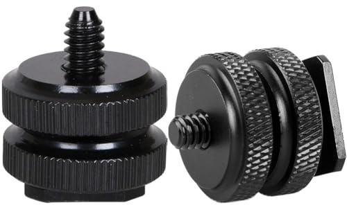 Yerleomit Blitzschuhadapter 2 Stück Blitzschuh Adapter Stativ 1/4 Zoll Triple Cold Shoe Adapter Mount für Kamera Stativgewinde Blitzlichter Mikrofone Audiorecorder Stativanschluss