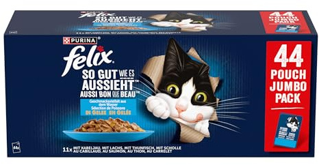Felix Comida para Gatos húmeda en gelatina, Variedad de sabores del Agua, 44 Unidades (44 x 85 g)