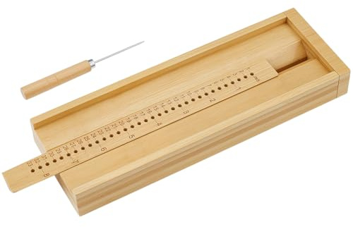 BENECREAT Bamboo Book Binding Tools, Book Binding Cradle with an Awl Bookbinding Punching Cradle with Piercing Guide 5mm Hole Spacing for DIY Crafts, Notebook, Journals, Planners