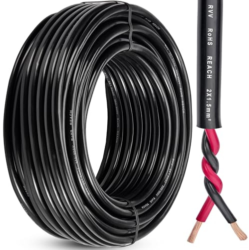 DARKGUARD 1,5 mm² släpvagn 2 poler kabel, 10 m, rund koppar elektrisk kabel, 12 V/24 V, IP65 vattentät för bil husbil, släpvagn jordbruk, anslutning LED-lampor, RoHS och räckvidd
