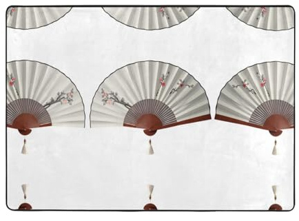 AKGFFDS Chinese fan Printing Carpet 80x58 in Area Rug for Living Room, Office, Coffee Table, Bed, Balcony - Soft, Fluffy, Water Absorbent, Durable