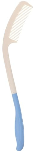 PartyKindom Peine Mango Largo Curvado para Personas Mayores y Discapacitadas, Peine de Plástico Antistático Azul y Blanco, Herramienta de Cuidado Capilar para Uso Doméstico