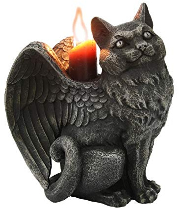 Pacific Giftware Winged Angel Cat Gargoyle Candle Holder
