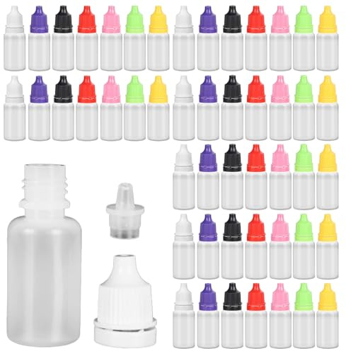 70 Stück 7 Farben Tropfflaschen, PE-10 ml Flexible Liquid Flasche, Kann Augentropfen, Ohrentropfen, ätherische Öle und verschiedene Flüssigkeiten lagern - Φ 20 mm