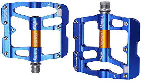 VOANZO Pedaler cykling MTB cykelpedal mountainbike aluminiumlegering ultralätt ultra löpning förseglad bäraxel halkfria pedaler för väg BMX cykel (blått guld)