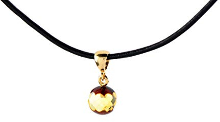TheNaturalAmber Green Faceted Baltic Amber Pendant in Gold Plated 925 Silver – Genuine Natural Amber Jewelry for Adults Necklace Not Included