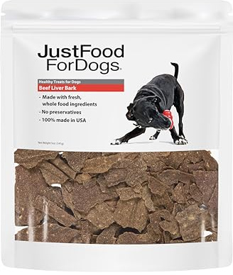 JustFoodForDogs Limited-Ingredient Beef Liver Healthy Dog Treats, Preservative-Free, Made in The USA, 5 oz