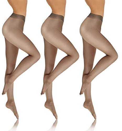 sesto senso Strumpfhosen Damen Transparent 3er Pack Den 8 Glatte Feinstrumpfhose XL Fumo 3pack