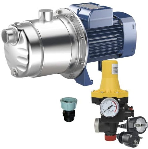 Husvattenverk för husvattenautomat Inno-Tec 450 självsugande centrifugalpump 4-stegs tyst trädgårdspump för klart regnvatten regncistjärnor, vattentank, pumpkontroll