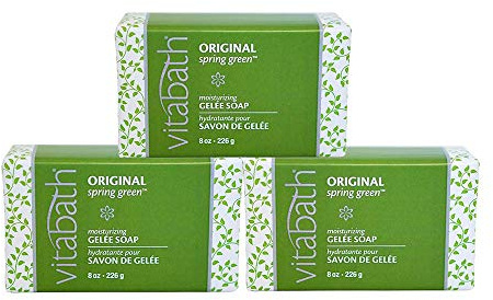 Vitabath Original Spring Green Moisturizing Gelee Bar Soap All Over Gentle Foaming Cleanser & Hydrating Solid Body Wash - Nourish & Rejuvenate All Skin Types Women & Men - 8oz (Pack of 3)