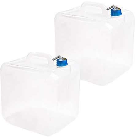 Cedilis 2 Pack 20L Collapsible Water Container with Spigot, Food Safe Water Storage Jug, BPA-Free Camping Water Storage Jug Canteen for Outdoor Hiking & Emergency, Portable, Foldable