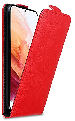 Cadorabo Custodia compatibile con Samsung Galaxy S21 5G in ROSSO MELA - Protezione in Stile Flip con Chiusura Magnetica - Case Cover Wallet Book Etui