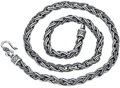 Beydodo Silber Kette Herren 925, 7MM Zopfkette mit Hakenverschluss Halskette 55CM ohne Anhänger Silber Partnerkette für Männer Jugend