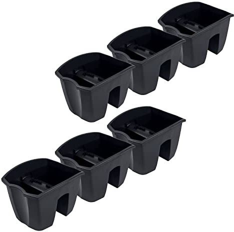 PAFEN 6X Blumenkasten Hängetopf - 24,5 x 28,5 x 20,5 cm -Blumentopf Pflanztopf Balkontopf Geländertopf Geländerkasten, Anthrazit