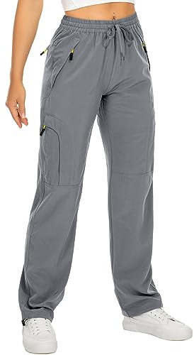 Toomett Women's Hiking Cargo Pants Quick Dry UPF50+ Outdoor Pants for Women Fishing Safari Travel Stretchy Pants with Pockets,6608,Grey,L