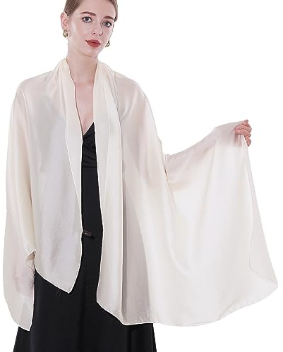SWAT PANY Stola Damen Festlich Schultertuch Abendkleid Frauen Schal Elfenbein Tücher Chiffon Stola Dünn Pashmina Sommer