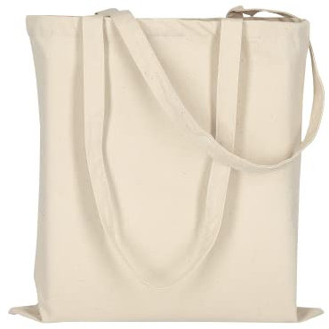 TEXXILLA stabile Canvas Baumwolltasche Classic | mit Zwei Langen Henkeln | 38x42cm | Jutebeutel | Einkaufstasche | unbedruckt, Farbe:Natur, Größe:10 Stück