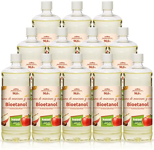 KieselGreen Bioetanol 12 x 1 litro con Fragancia para Chimenea de Etanol, Muchas Variedades – Bioalcohol como Fragancia de Ambiente – Estufas de Bioetanol, Biochimenea Etanol, Ethanol (AZ)