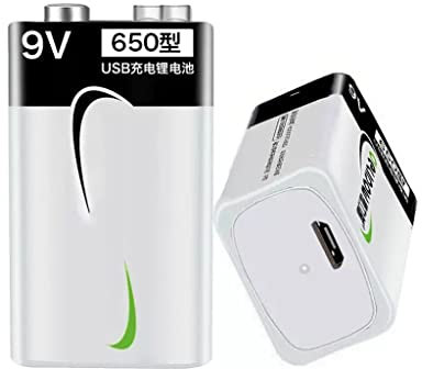 Batterie Rechargeable 9 V USB Haute capacité 650 Microphone KTV6f22 Batterie au Lithium Rechargeable carrée Neuf Volts