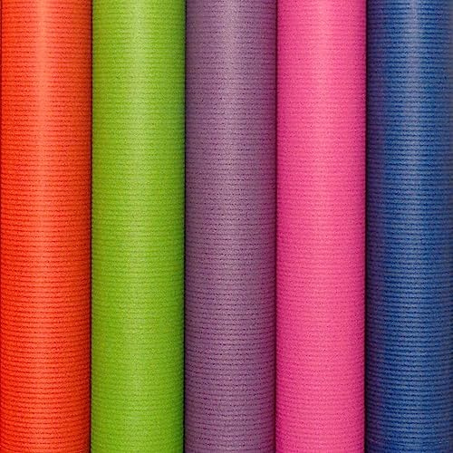 Papier d'emballage d'emballage kraft assortiment coloré - 200 x 70 cm - 5 rouleaux