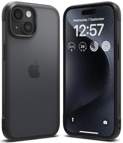 Ringke Fusion Bold [Vergilbungsfrei] Kompatibel mit iPhone 15 Hülle, Anti-Fingerabdruck Fester Griff Rutschfester Rahmen Stoßfeste TPU Bumper Mattierte Harte Rückseite Handyhülle - Matte Black