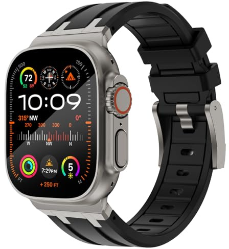 KADES Bracelet de rechange sport en silicone avec adaptateur en acier inoxydable pour iWatch Ultra 3 2 1/SE 3 2 1/Series 11 10 9 8 7 6 5 4 3 2 1
