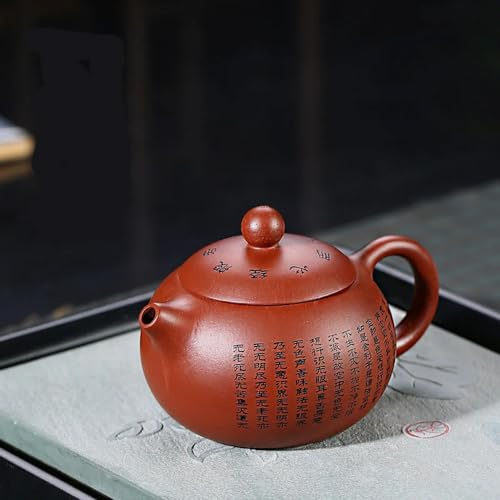 Teiera artigianale in argilla viola con scritture buddiste da 150 ml, bollitore tradizionale cinese di piccola capacità