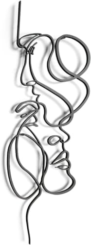 Tubibu Abstraktes Paar Wandkunst, Minimalistische Frau Mann Silhouette Kunstwerk, Frauen Kunstdruck, Linie Kunst Wand-Dekor, 2mm Metall, (40x14)