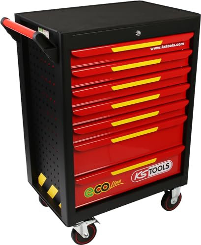KS TOOLS ECOline SCHWARZ/ROT/GELB Werkstattwagen mit 7 Schubladen (897.1007)