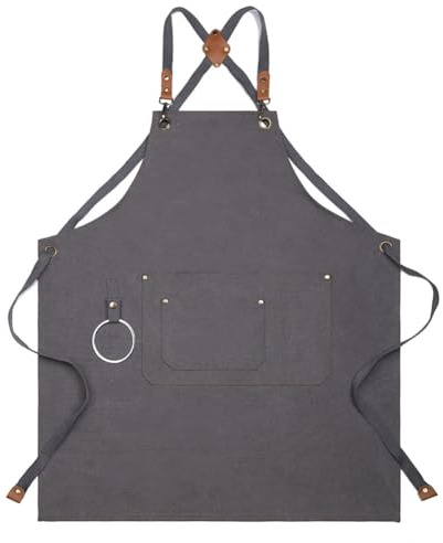 Watwass Schürze Mann Grau Hochwertig Werkzeugschürze Garten Küche Restaurant Uniformen Schürzen Damen mit Tasche