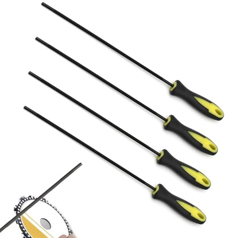 Celestia Kettensäge Feilen Set – 4 Stück à 4.0 mm Durchmesser, Schleifwerkzeug zum Schärfen von Kettensägen, Elektrosägen-Zubehör, Profi-Holzbearbeitungswerkzeuge
